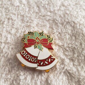Vintage Pin Christmas Bells Enameled Pin Pinback Xmas